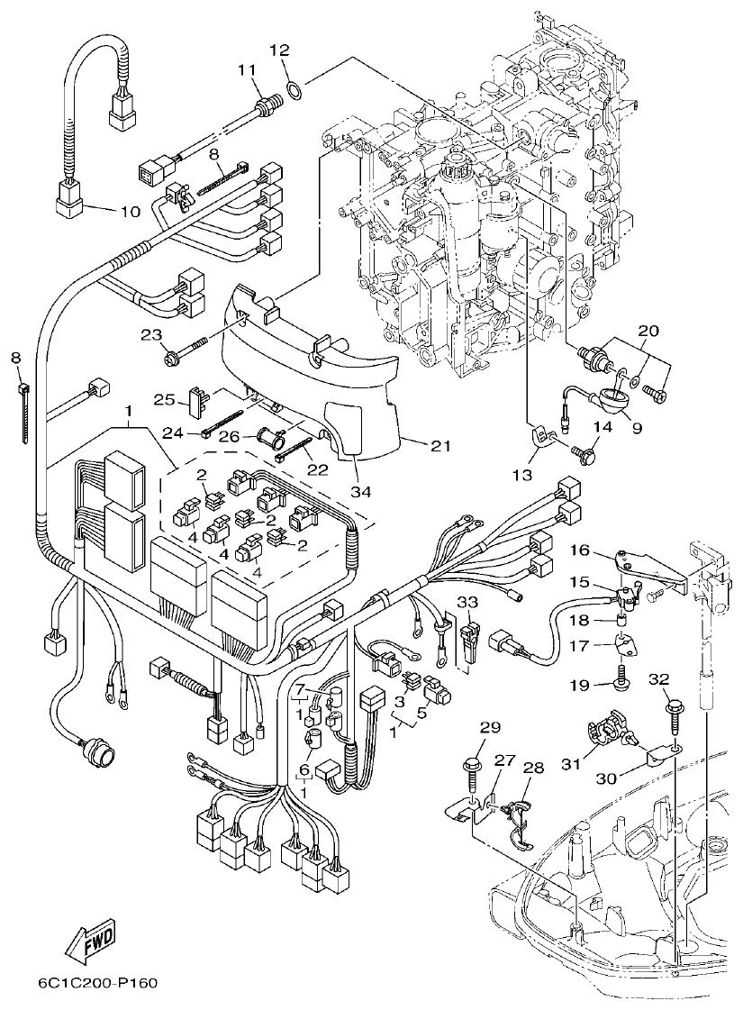 Yamaha F50HET, F60FET, F50HEHD, F60FEHT ELECTRICAL 3 parts diagram